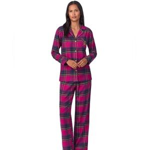 Lauren Ralph Lauren Plaid Herringbone Flannel Twill Sleep Pajama Set PL